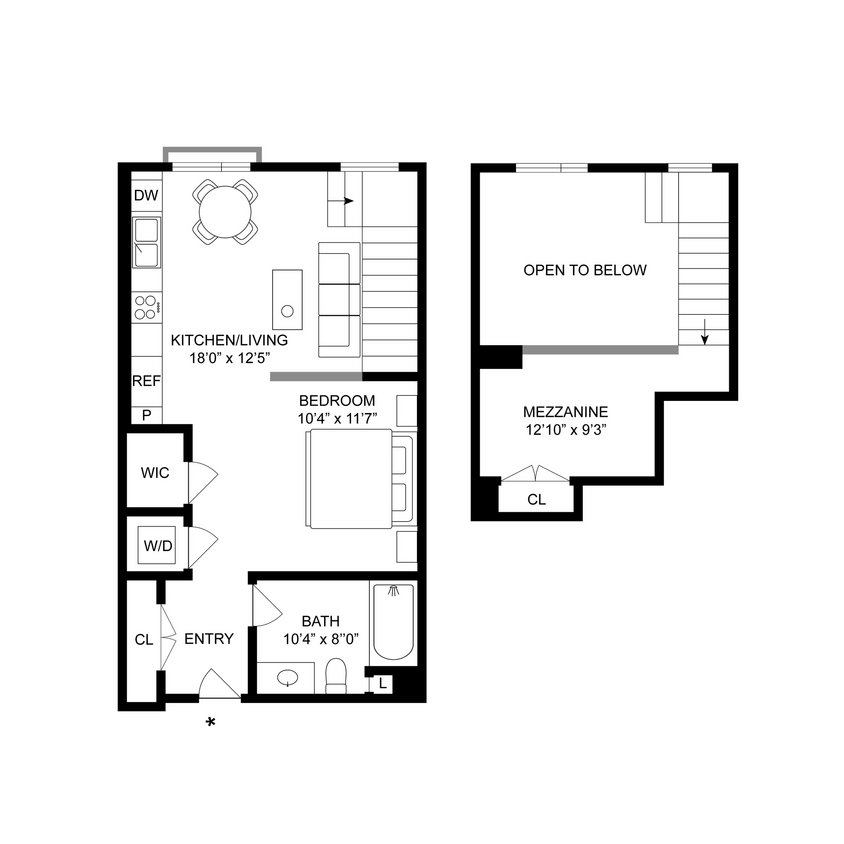 Floor Plan - 0 Bed, 1 Bath B