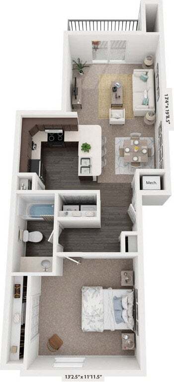 Floor Plan - One Bedroom