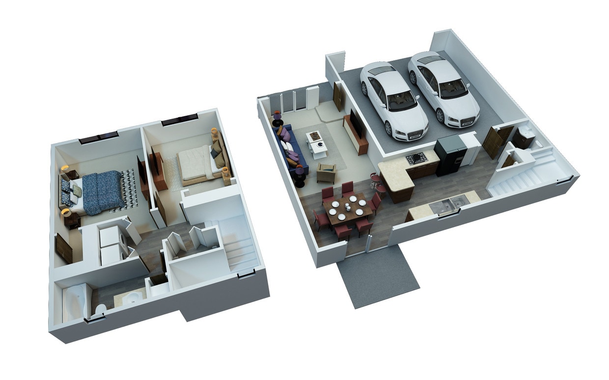 Floor Plan - Townhome Style 2 Bedrooms 1.5 Bathrooms 