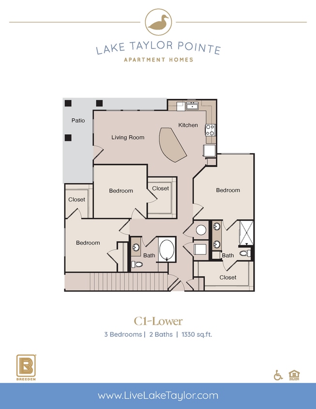 Floor Plan - Join Our Three Bedroom Waitlist!