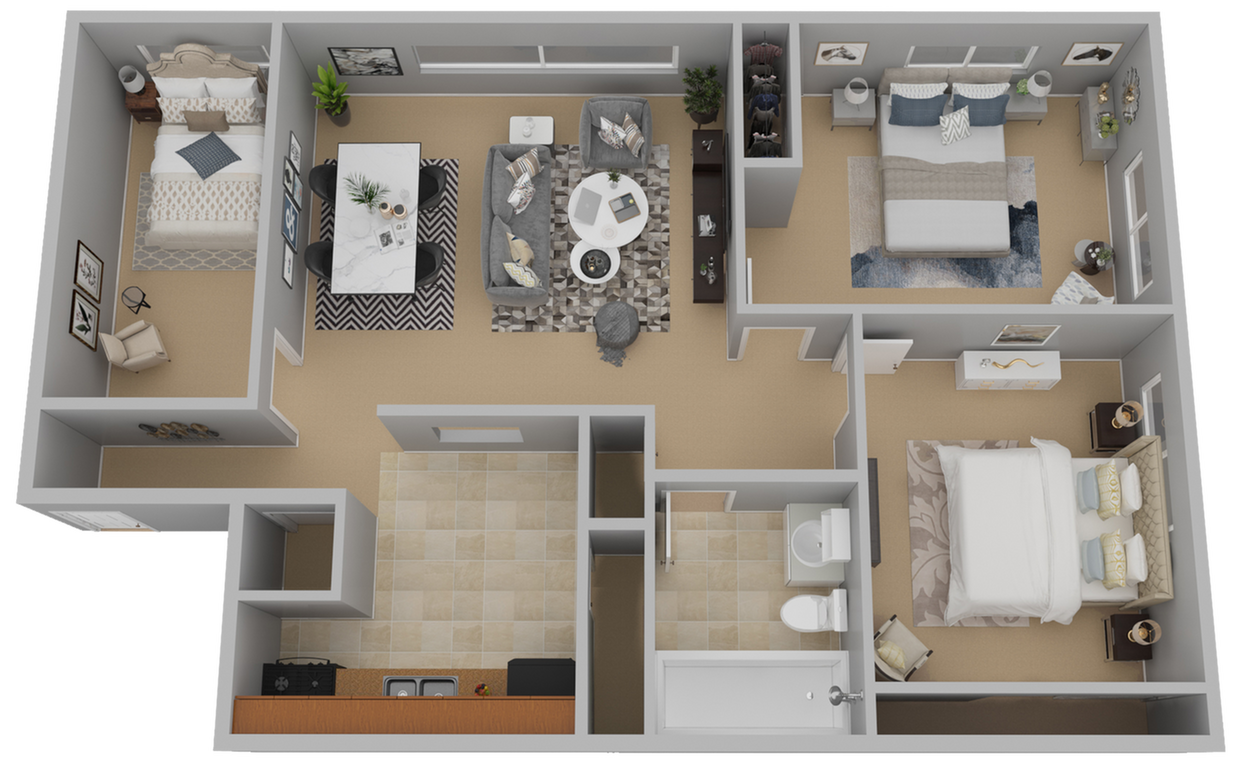 3 Bedroom 1 Bath - 3x1