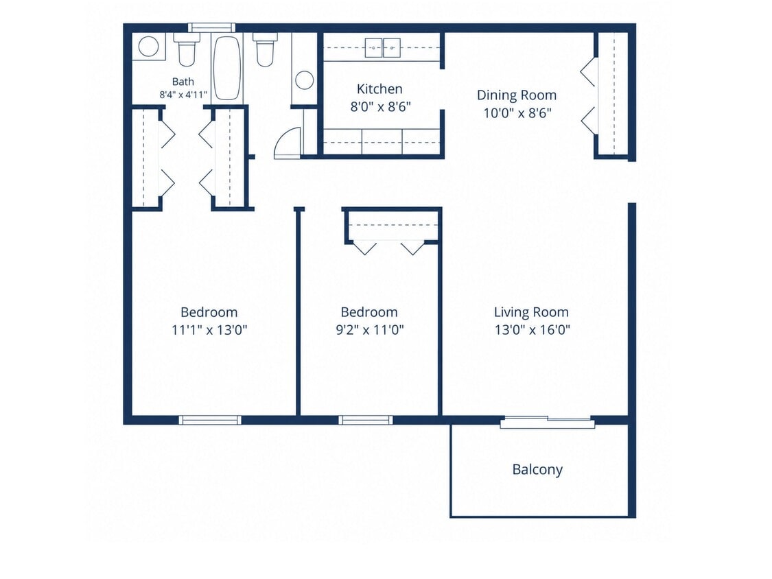 13-2x1 Redraw - 2 Bedroom, 1.5 Bath (884 sqft.)