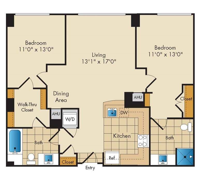 Floor Plan - 2 Bed 2 Bath-B4b