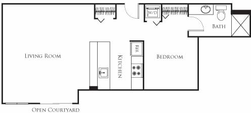 Floor Plan - Micro One Bed - B1 225