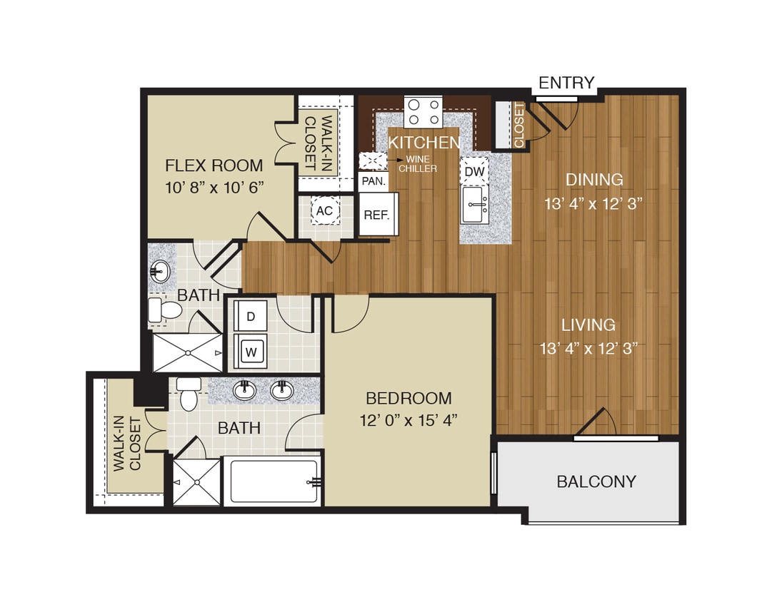 WaterWall Place - A8 - 2 Beds - 2 Baths - 1194 Sq. ft. - A8