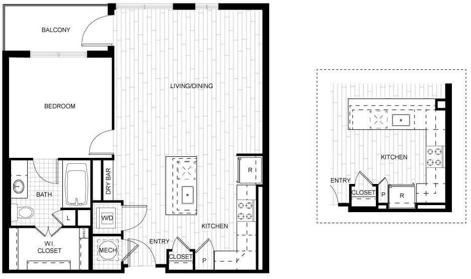 Floor Plan - 1 Bed/1 Bath-F_A01A_B