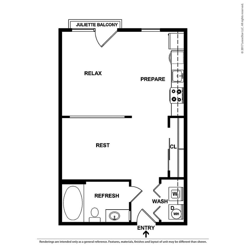 Ambrosio - 1B1B - 475 SF - SJ - 2D Floorplan - SJ