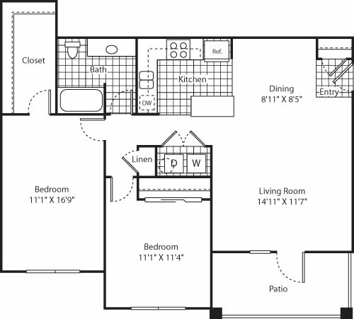 Floor Plan - Two Bed B-1 - Phase II