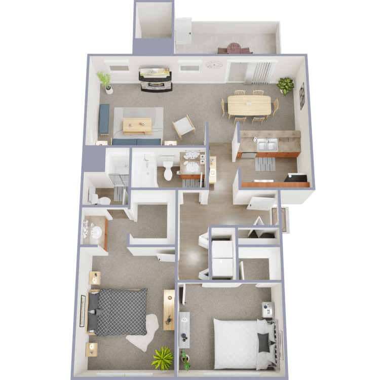 Floor Plan - 2 Bedroom 2 Bath	