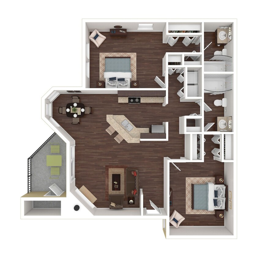 Floor Plan - 2b/2b Hampton