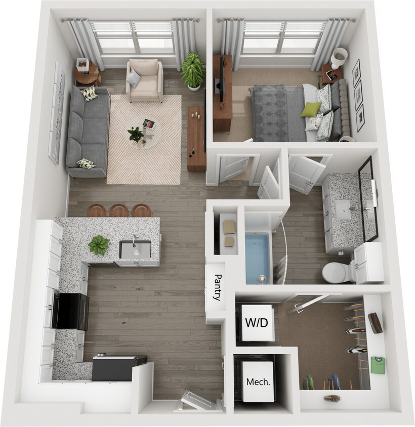 Floor Plan - A2 | 1 Bed | 1 Bath | Classic