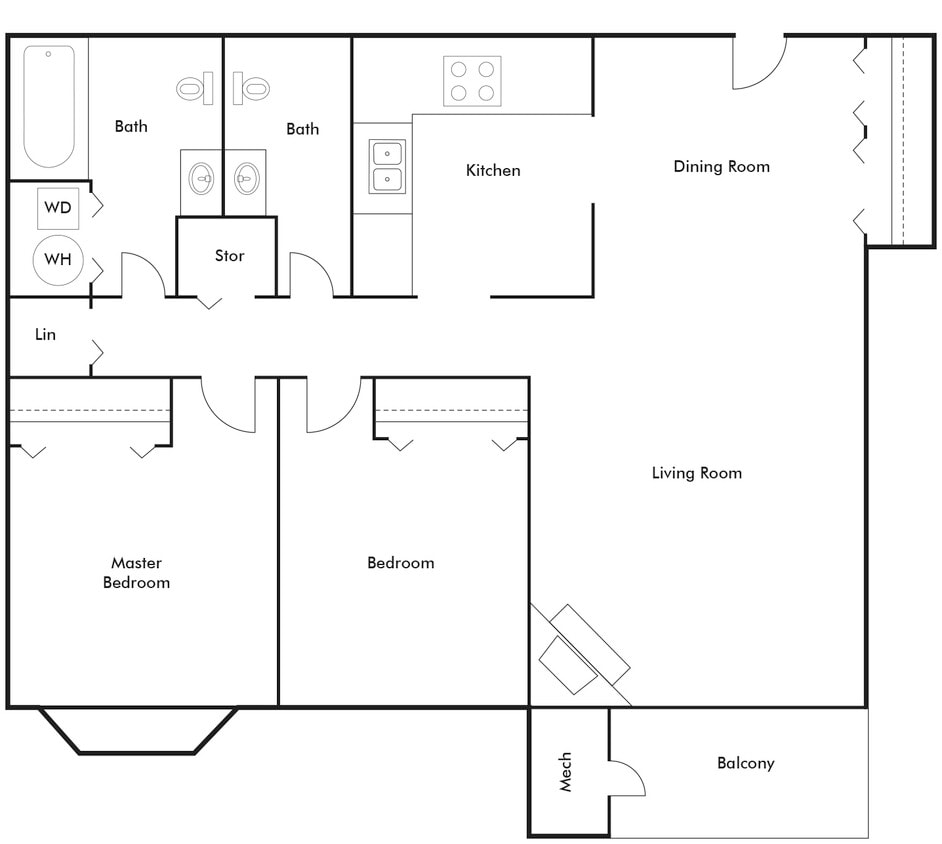 Floor Plan - 2 Bedroom Traditional