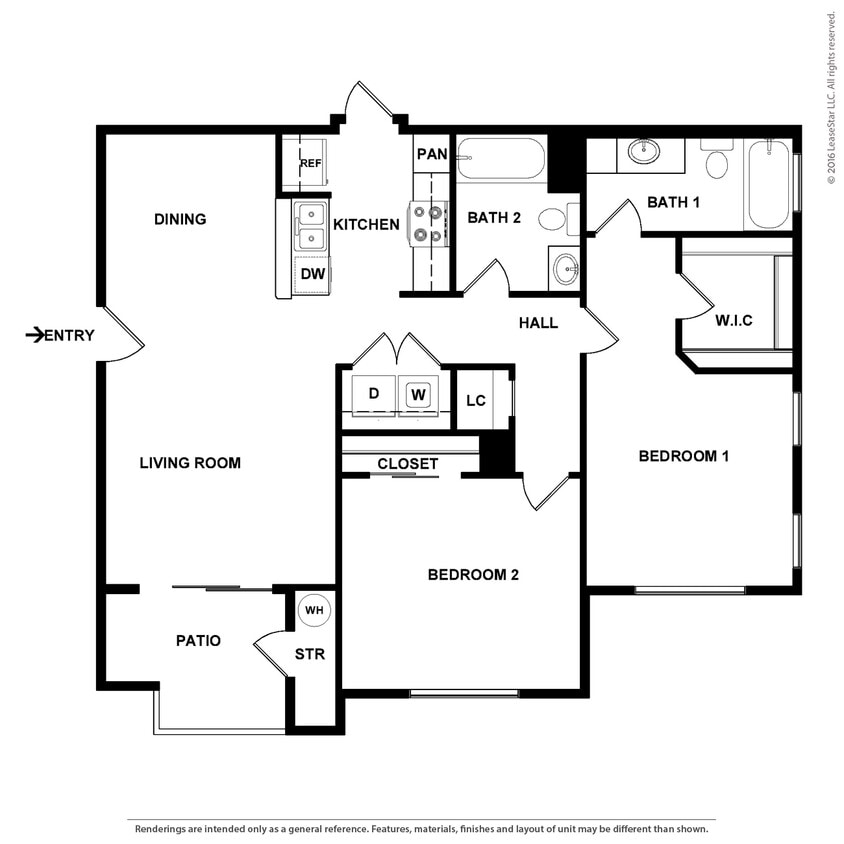 Floor Plan - 2 Bedroom 2 Bath Plan A