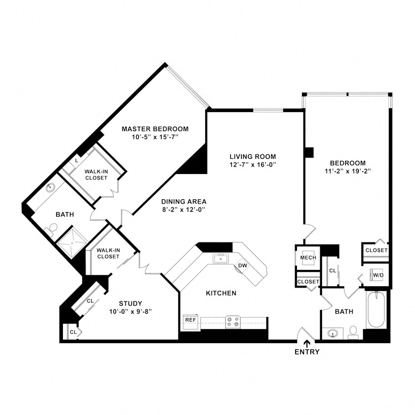 Floor Plan - 2 Bed/2 Bath Den-B15R