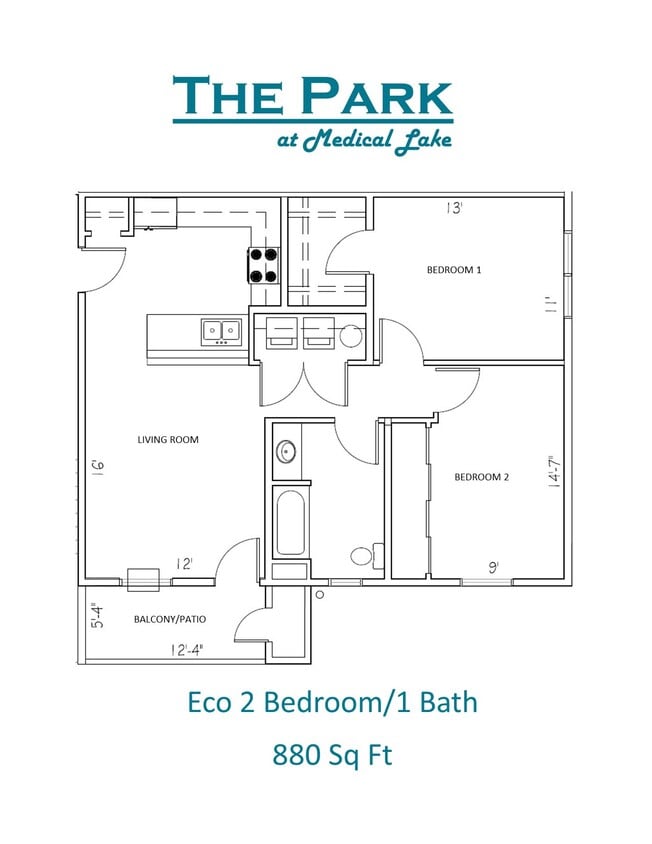 Floor Plan - 2 Bedroom 1 Bathroom