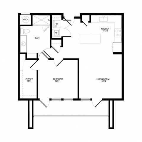 Floor Plan - One-Bedroom (A5)