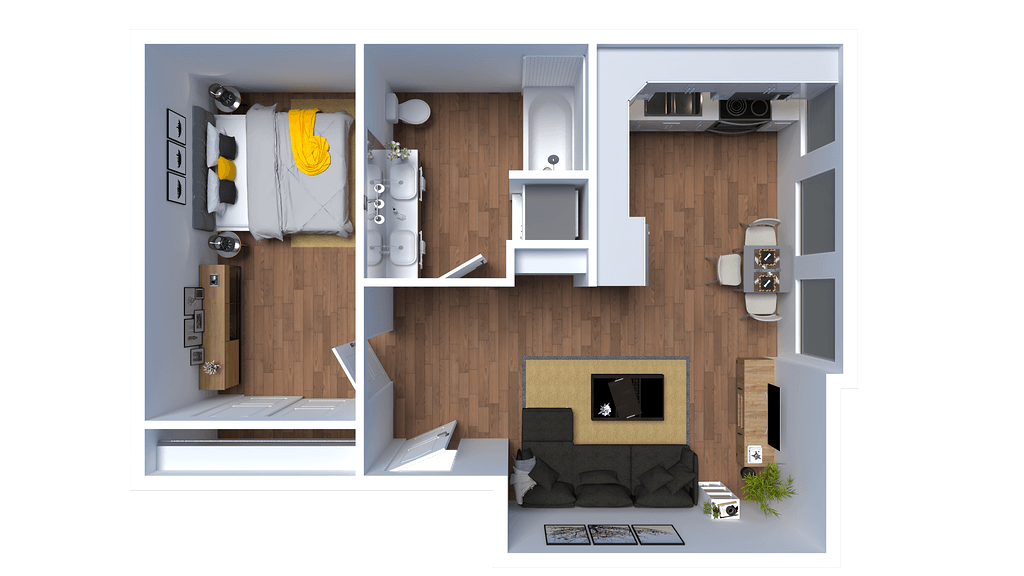 Floor Plan - F - 1 Bed 1 Bath
