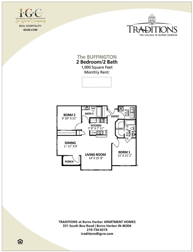 Floor Plan - 2BR/2B