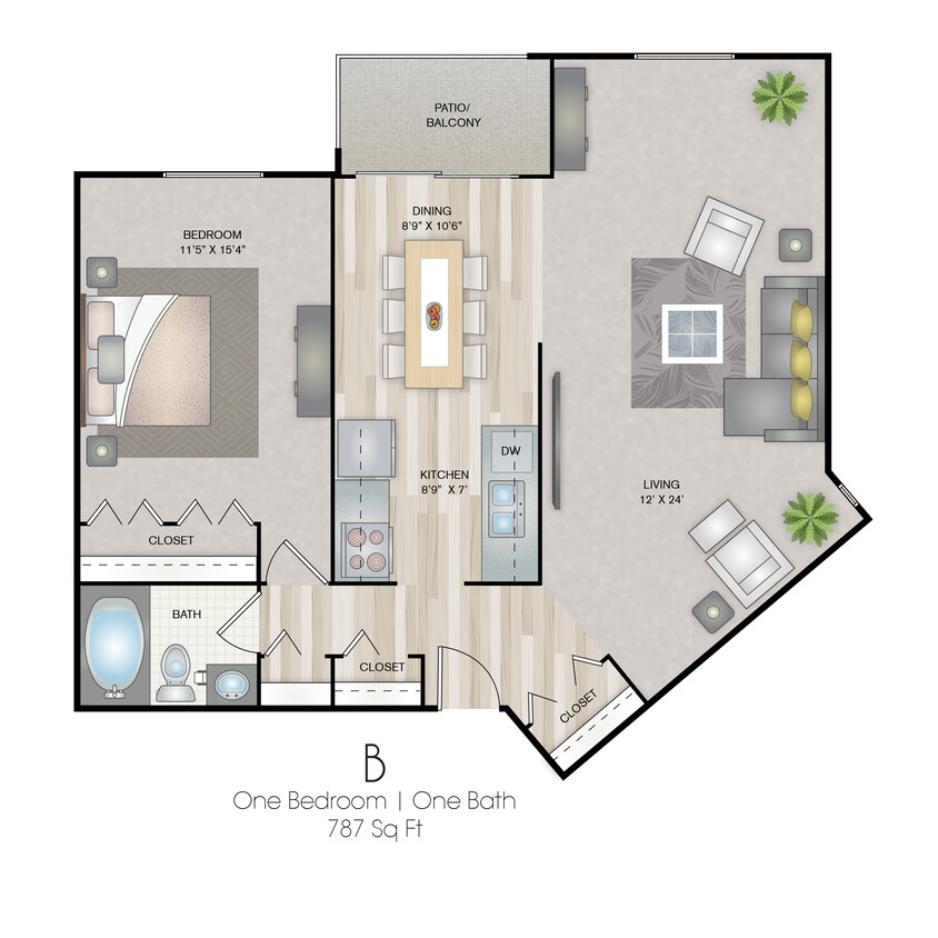 One Bedroom - B Floorplan - B