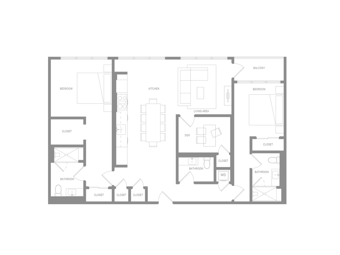 Floor Plan - Alta PHA 2 Bedroom 2.5B Den A