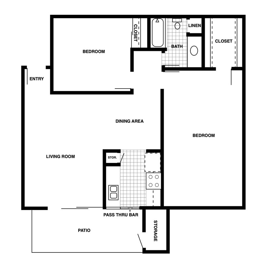 Floor Plan - 2 Bedroom/1 Bath