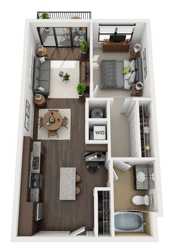 The Four - A1.1 - 1 Beds - 1 Baths - 691 Sq. ft. - A1.1