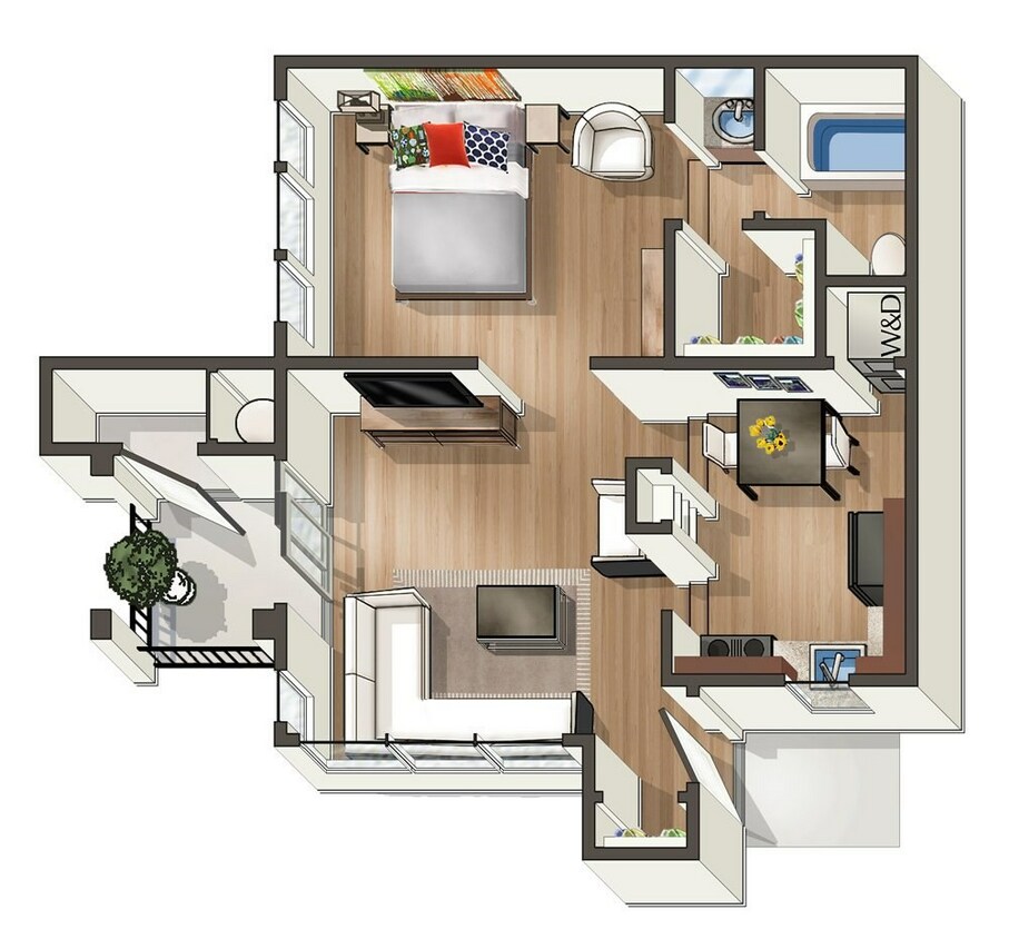 A2_1Bed_1Bath_569 sq ft - A2 - 1 Bedroom, 1 Bathroom