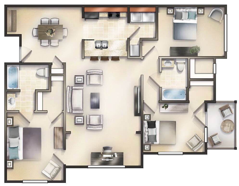 Floor Plan - The Dartmouth w/SR and Bal