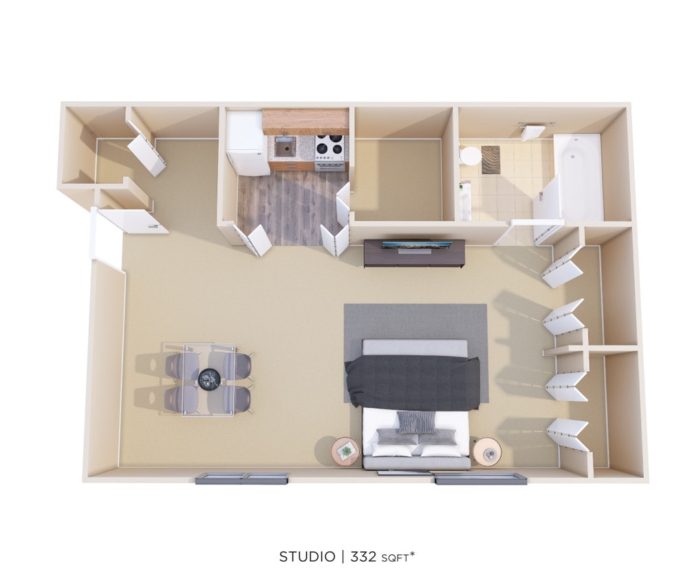 Floor Plan - Studio - 322 sqft