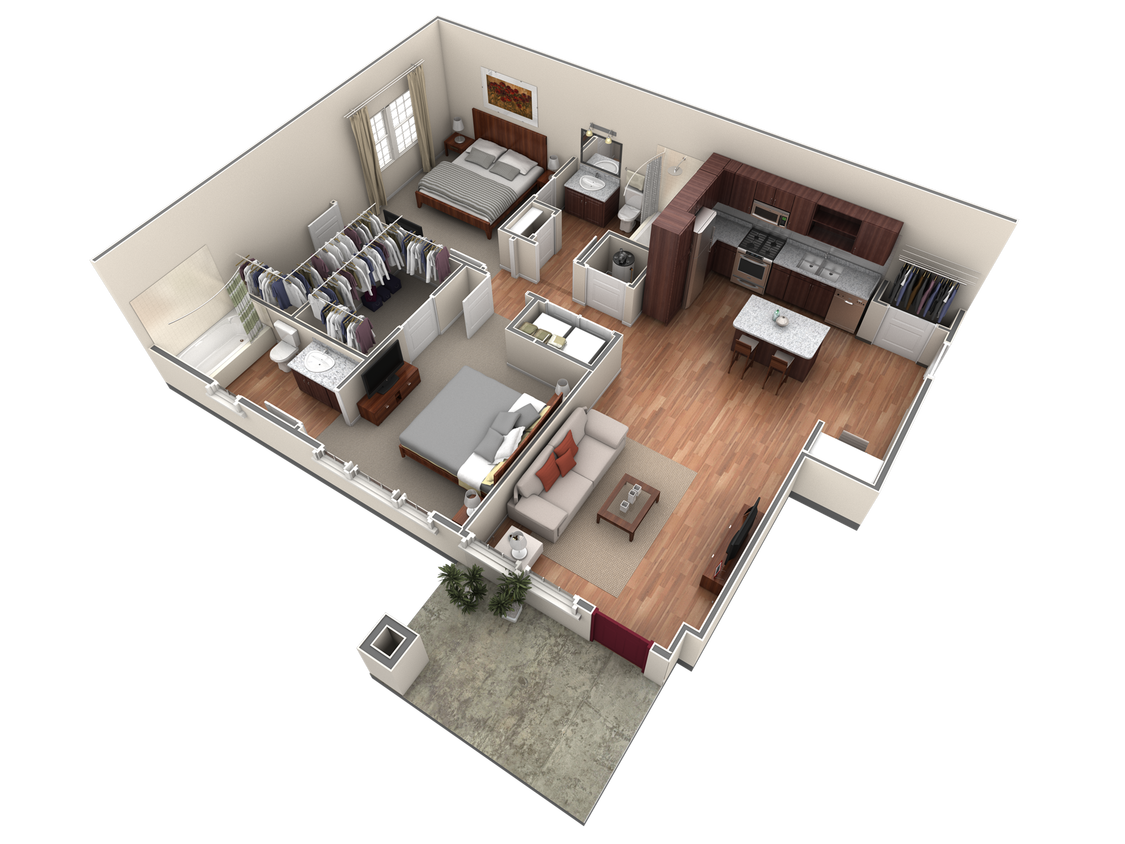 Floor Plan - 2 BR Designer Courtyard Garage