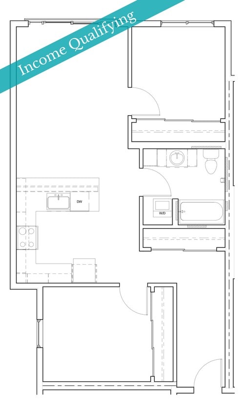 Floor Plan - 2 Bed/1 Bath-MFTE-F2