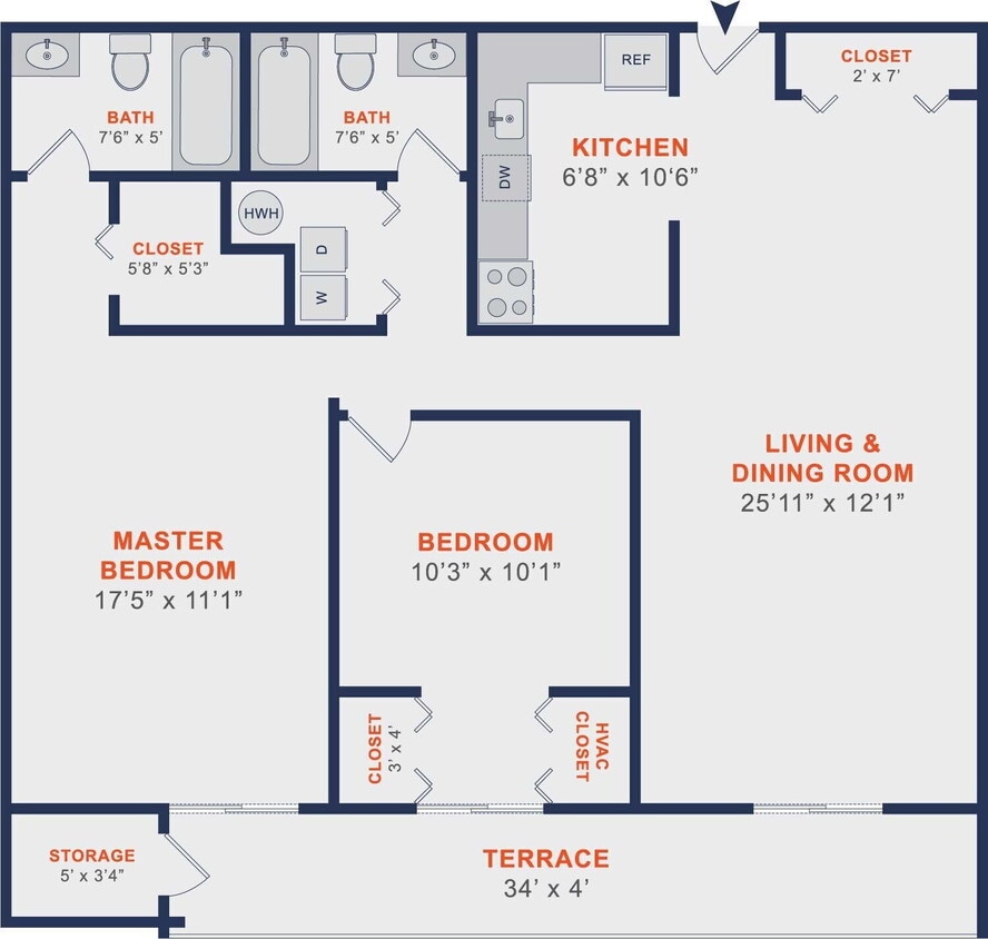 Floor Plan - The Sterling | 2 Bed | 2 Bath