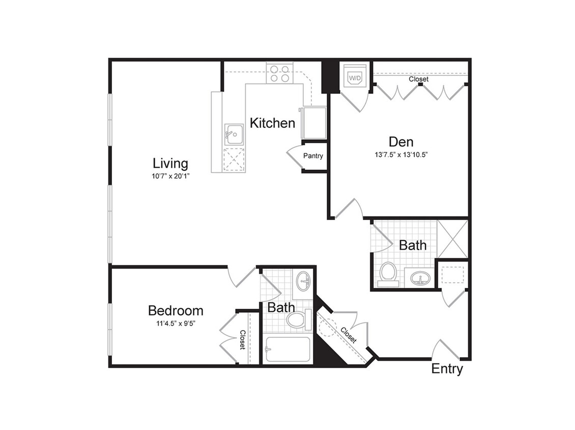 1-Bedroom 2-Bathroom | 1,105 sqft - 1-Bedroom 2-Bathroom | 1,105 sqft