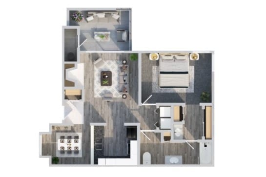 1x1 Floorplan - One Bedroom One Bathroom