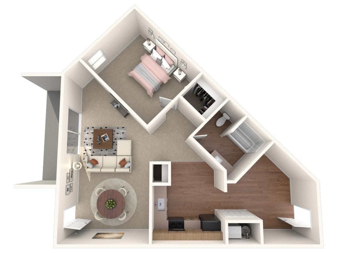Floor Plan - 1 bed, 1 bath and den renovated