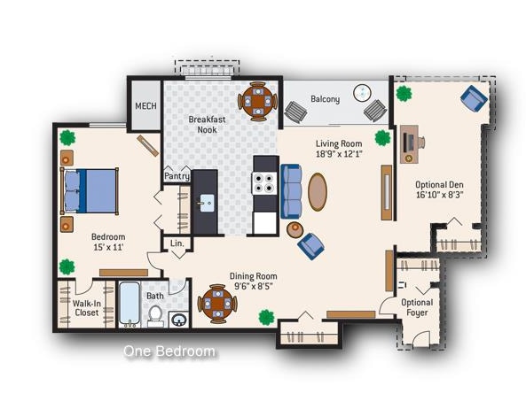 Floor Plan - 1 Bedroom 1 Bath