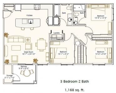 Three Bedroom Two Bath - C