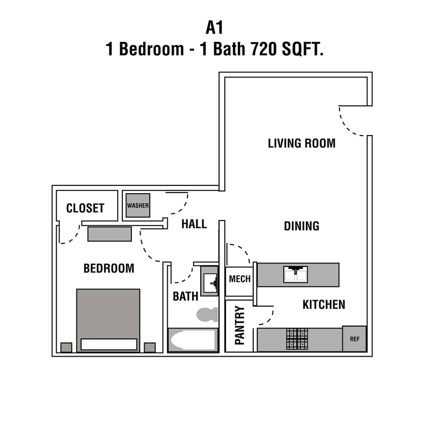 Floor Plan - 1 bed 1 bath