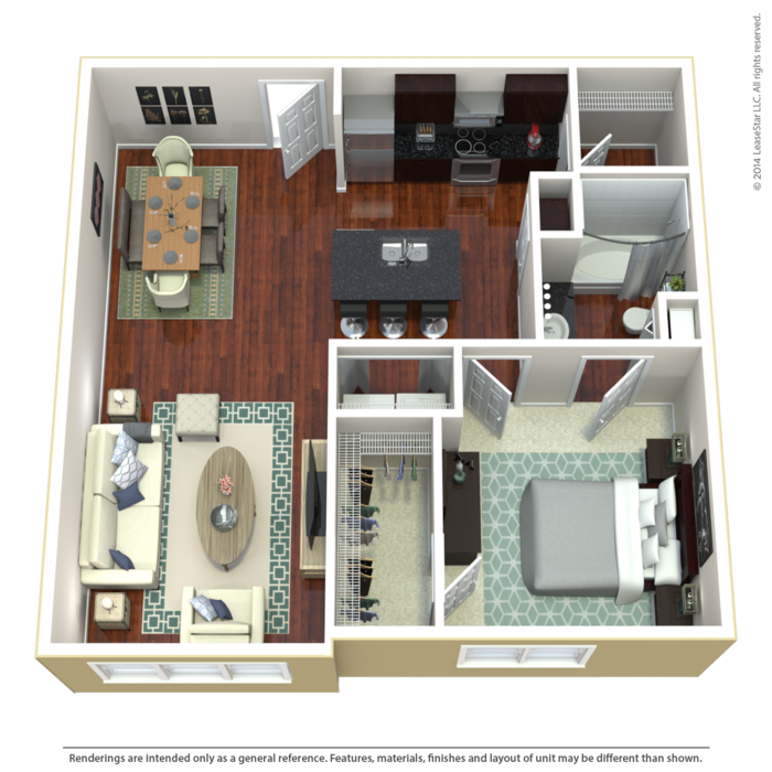 Floor Plan - 1 Bedroom 1 Bath Deluxe SR