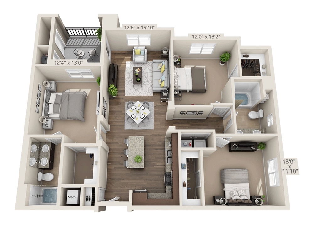 Floor Plan - Three Bedroom C2A