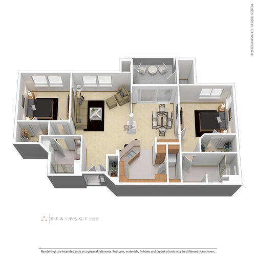 Floor Plan - 2BD, 2BTH A