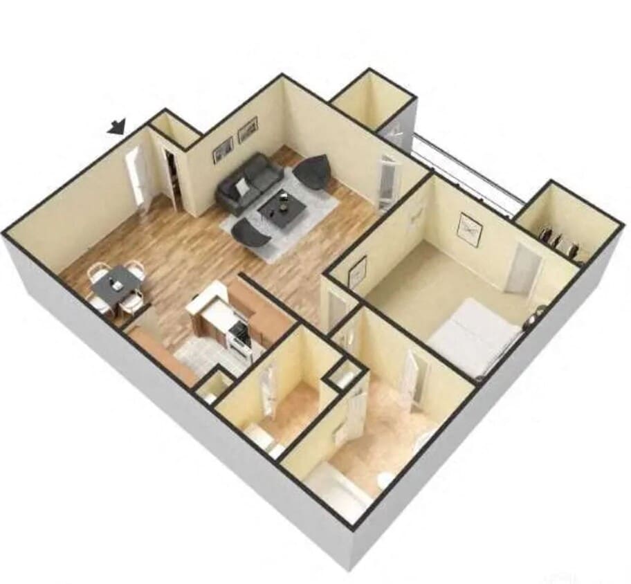 Floor Plan - 1 Bedroom, 1 Bathroom