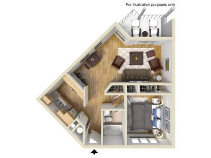 Floor Plan - 1 Bedroom 1 Bathroom D