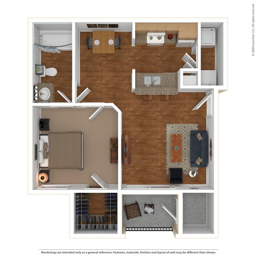 Floor Plan - 1 Bed 1 Bath 722 SqFt (650 Net)