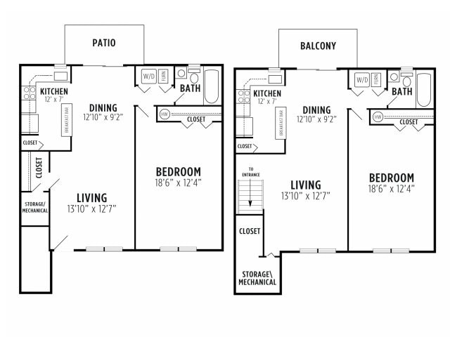 Floor Plan - 1 bedroom, 1 bath B