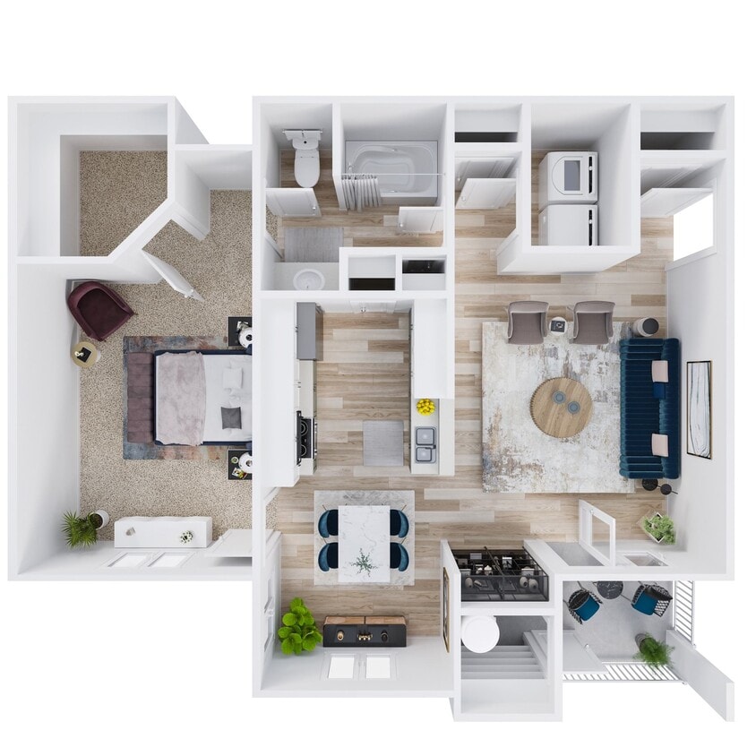 Floor Plan - 1 Bed 1 Bath B - Renovated