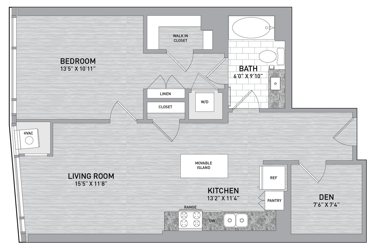 Floor Plan - 28 Stack - 1 Bed 1 Bath-A2