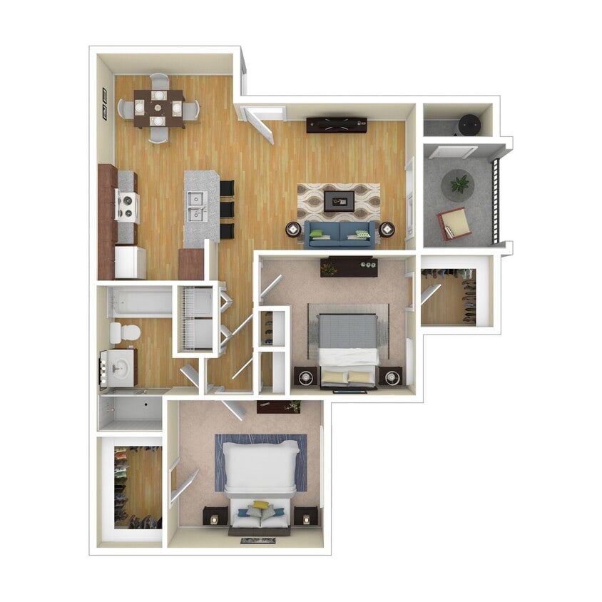 Floor Plan - 2 Bed 1 Bath 995 SqFt (911 Net)