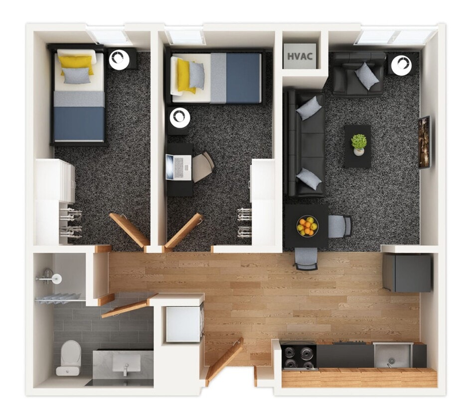 Floor Plan - Luxury 2br/1ba with River Views & Restaurants