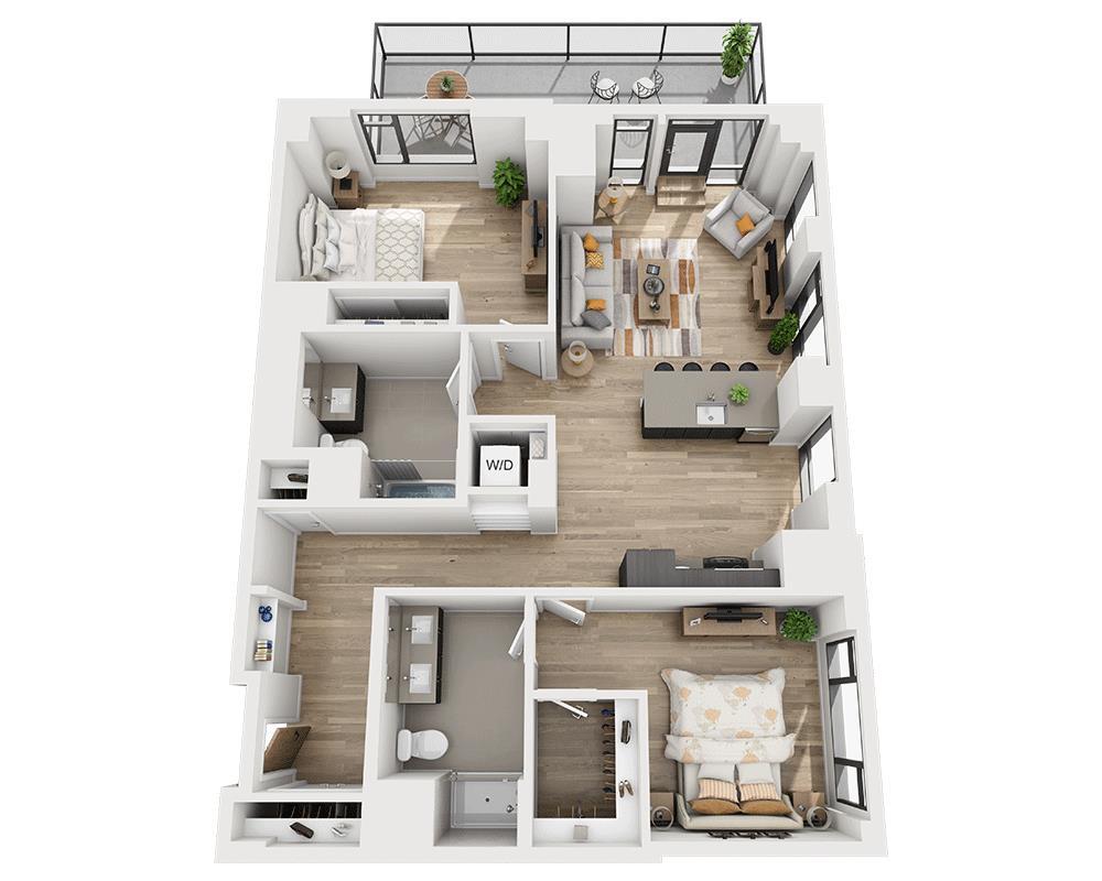 Floor Plan - Two Bedroom B2AH